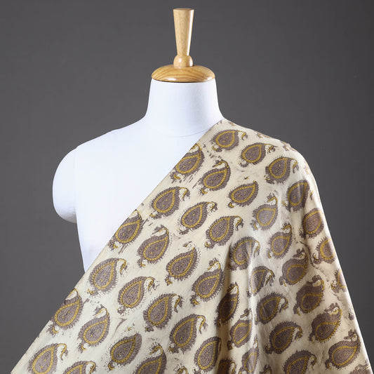 Brown - Vanaspati Hand Block Printed Cotton fabric