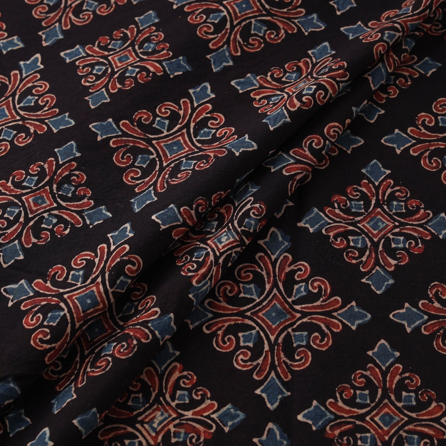 Kutch Hand Block Ajrakh Print Natural Dyed Cotton Fabric 38