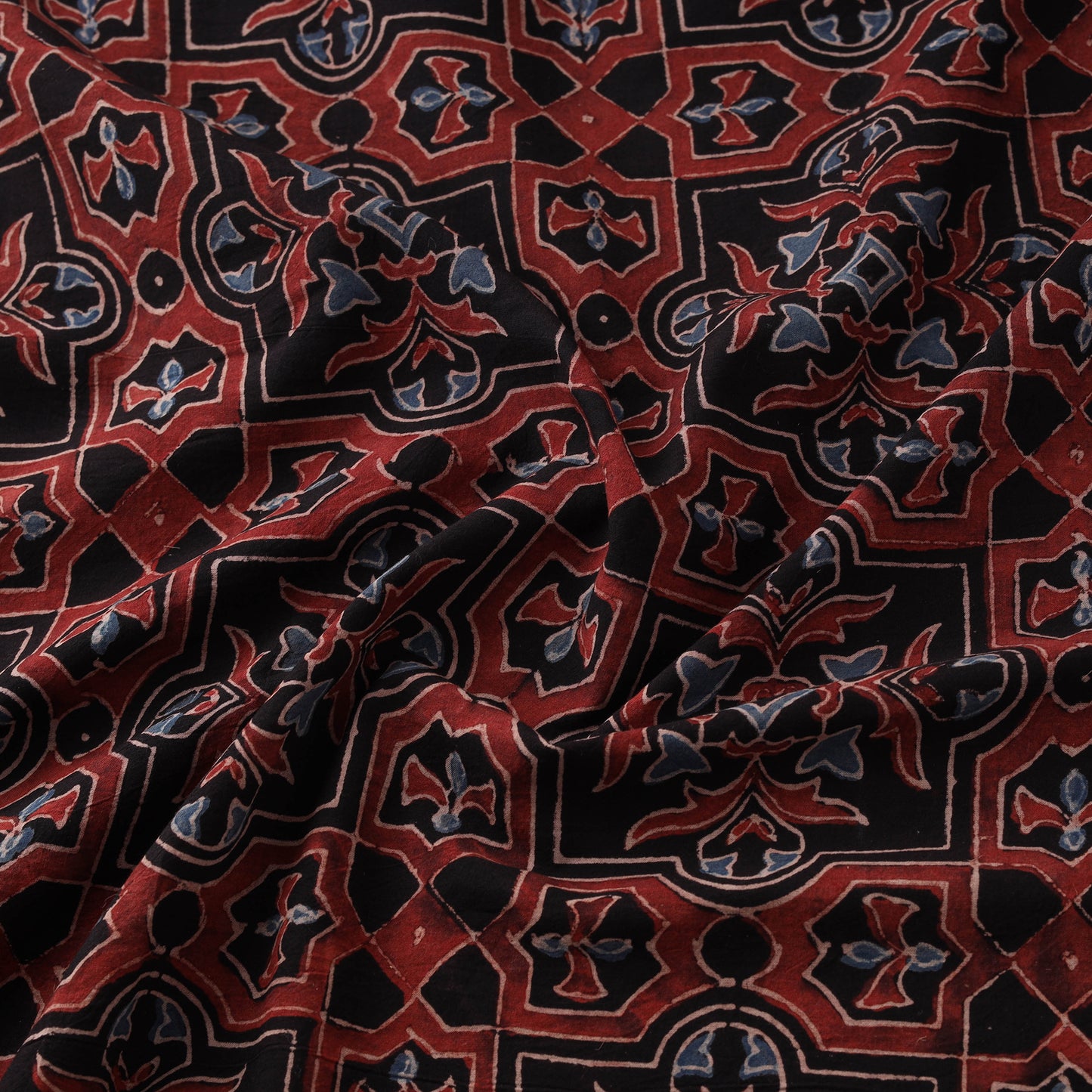 Kutch Hand Block Ajrakh Print Natural Dyed Cotton Fabric 39
