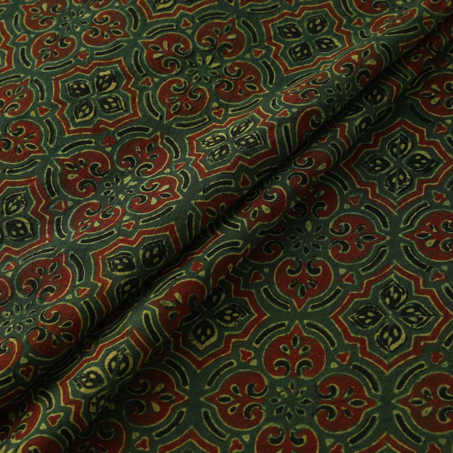 Kutch Hand Block Ajrakh Print Natural Dyed Cotton Fabric 40
