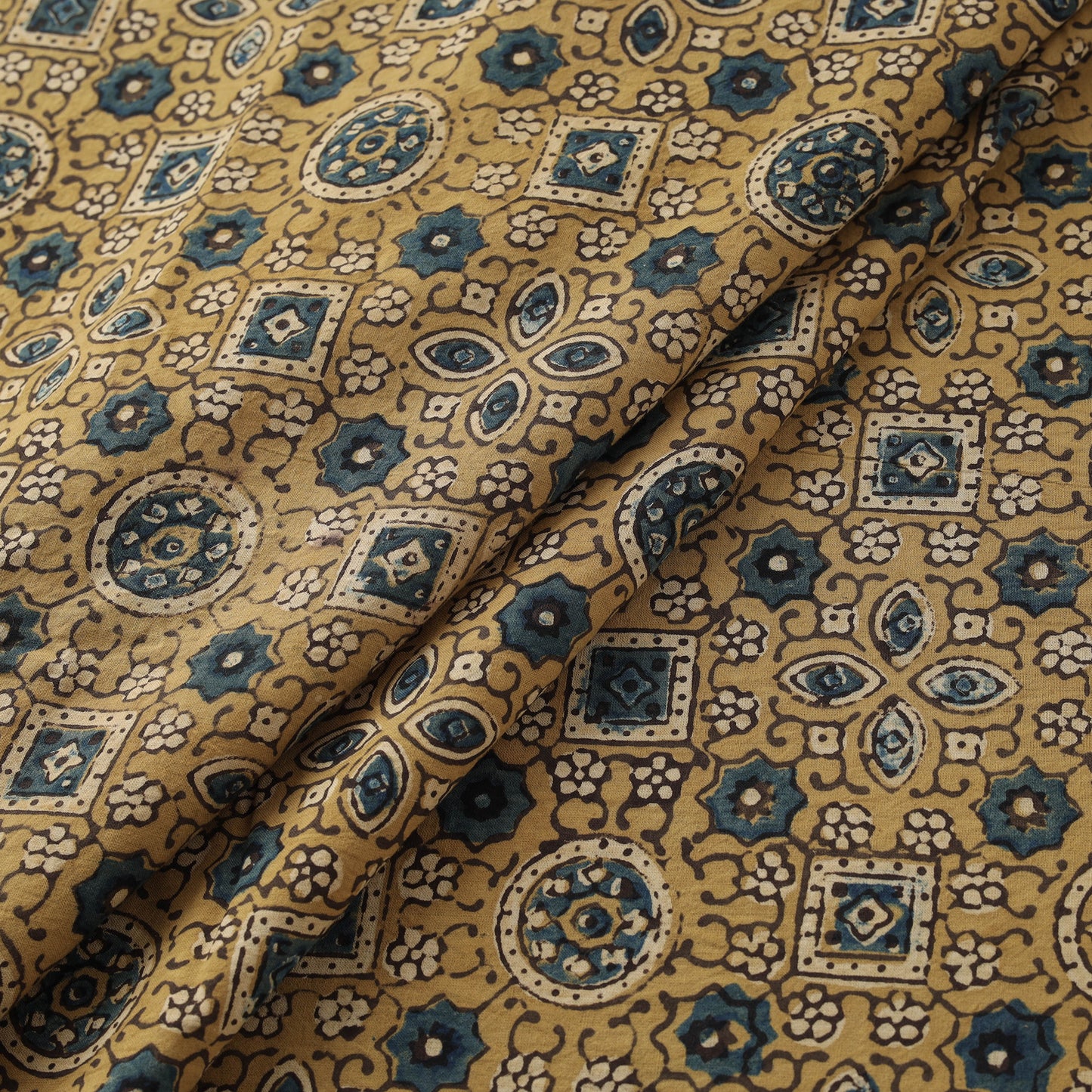 Kutch Hand Block Ajrakh Print Natural Dyed Cotton Fabric 43
