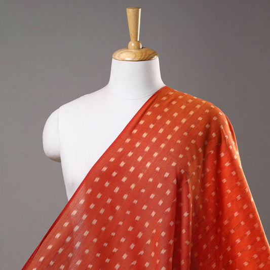 Orange - Sambalpuri Ikat Weaving Cotton Fabric