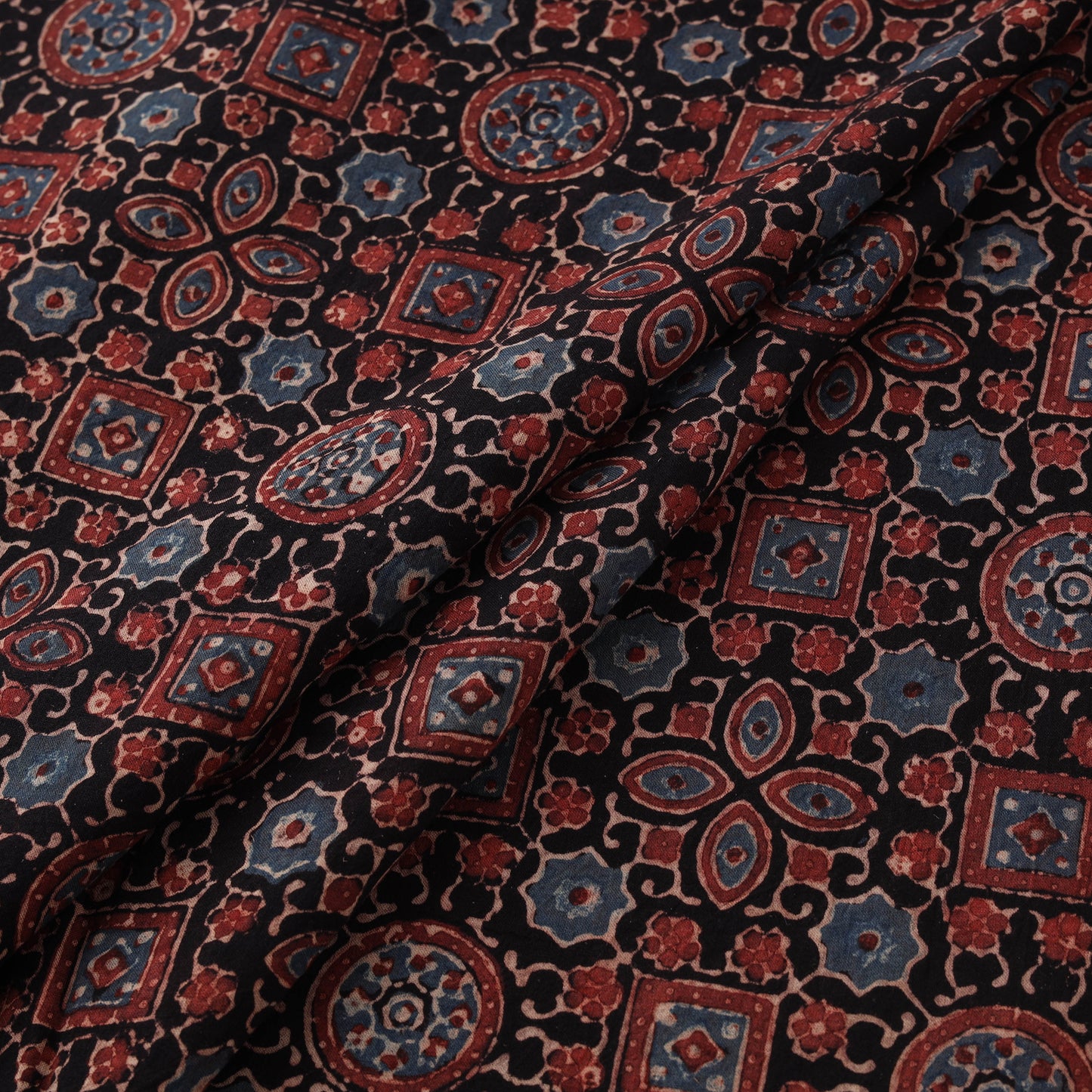 Kutch Hand Block Ajrakh Print Natural Dyed Cotton Fabric 46