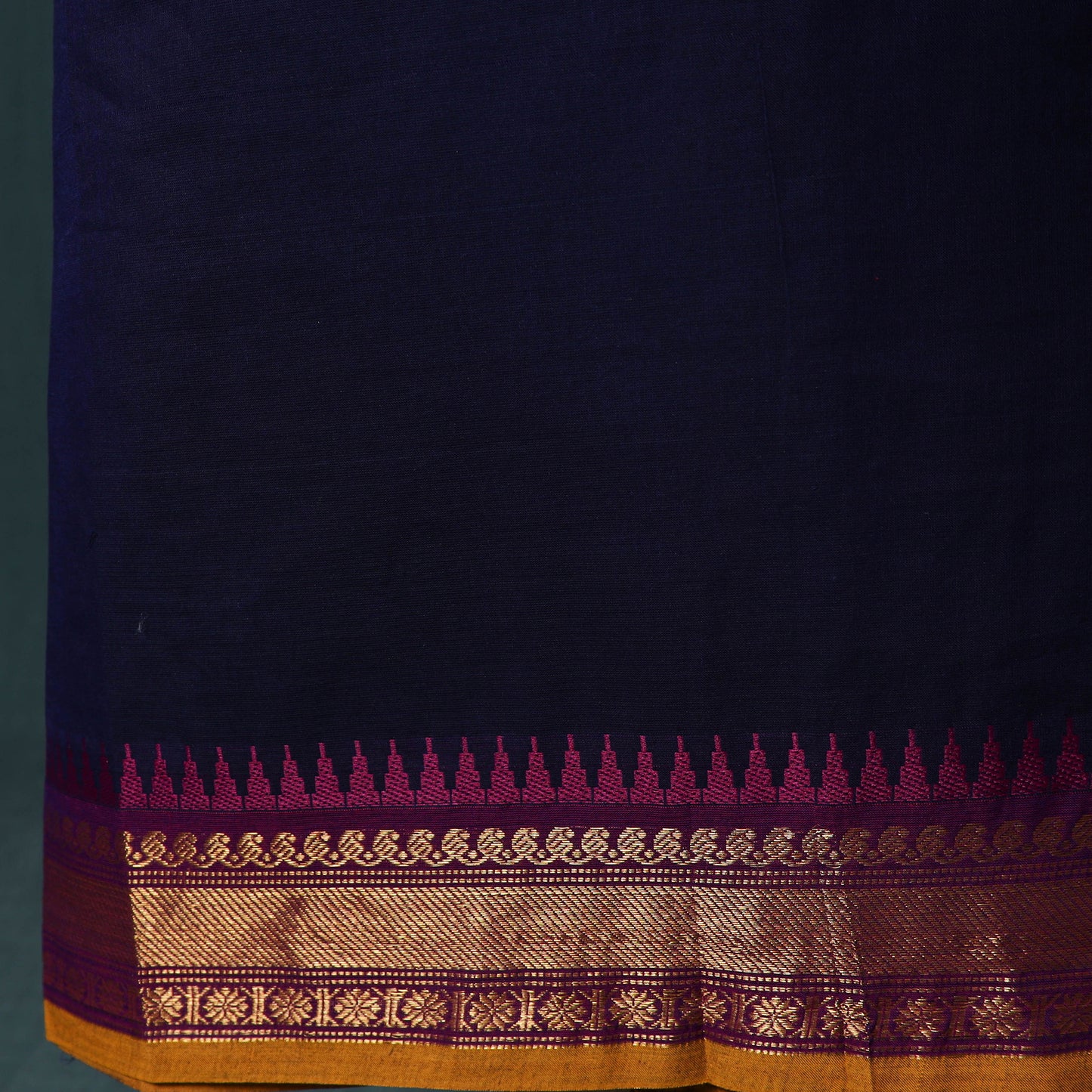 Blue - Kandangi Chettinad Cotton 2pc Unstitched Dress Material Kurta Set 07