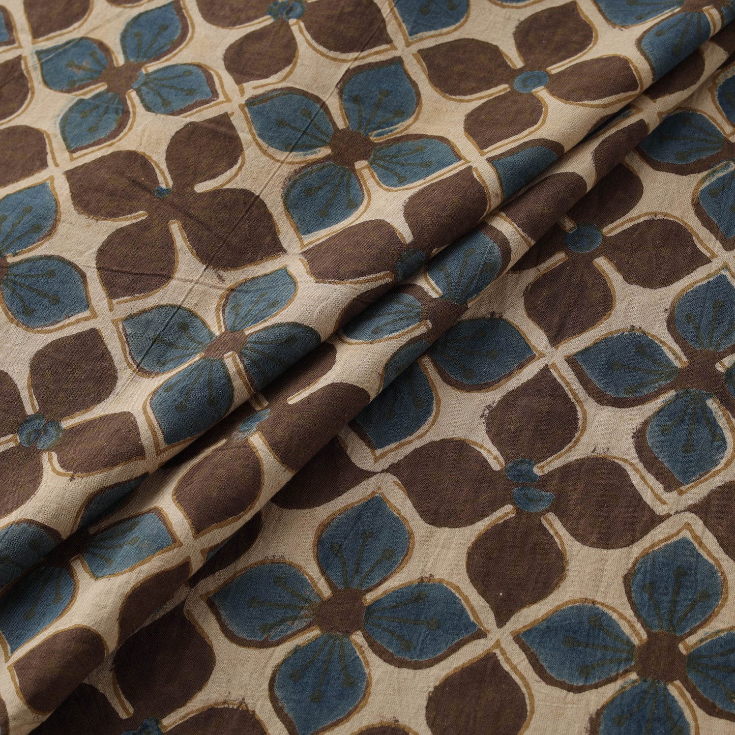 Kutch Hand Block Ajrakh Print Natural Dyed Cotton Fabric 48