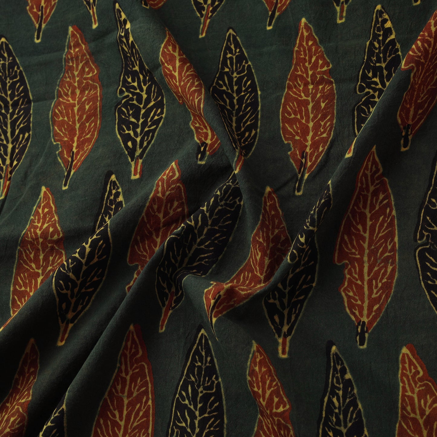 Kutch Hand Block Ajrakh Print Natural Dyed Cotton Fabric 52