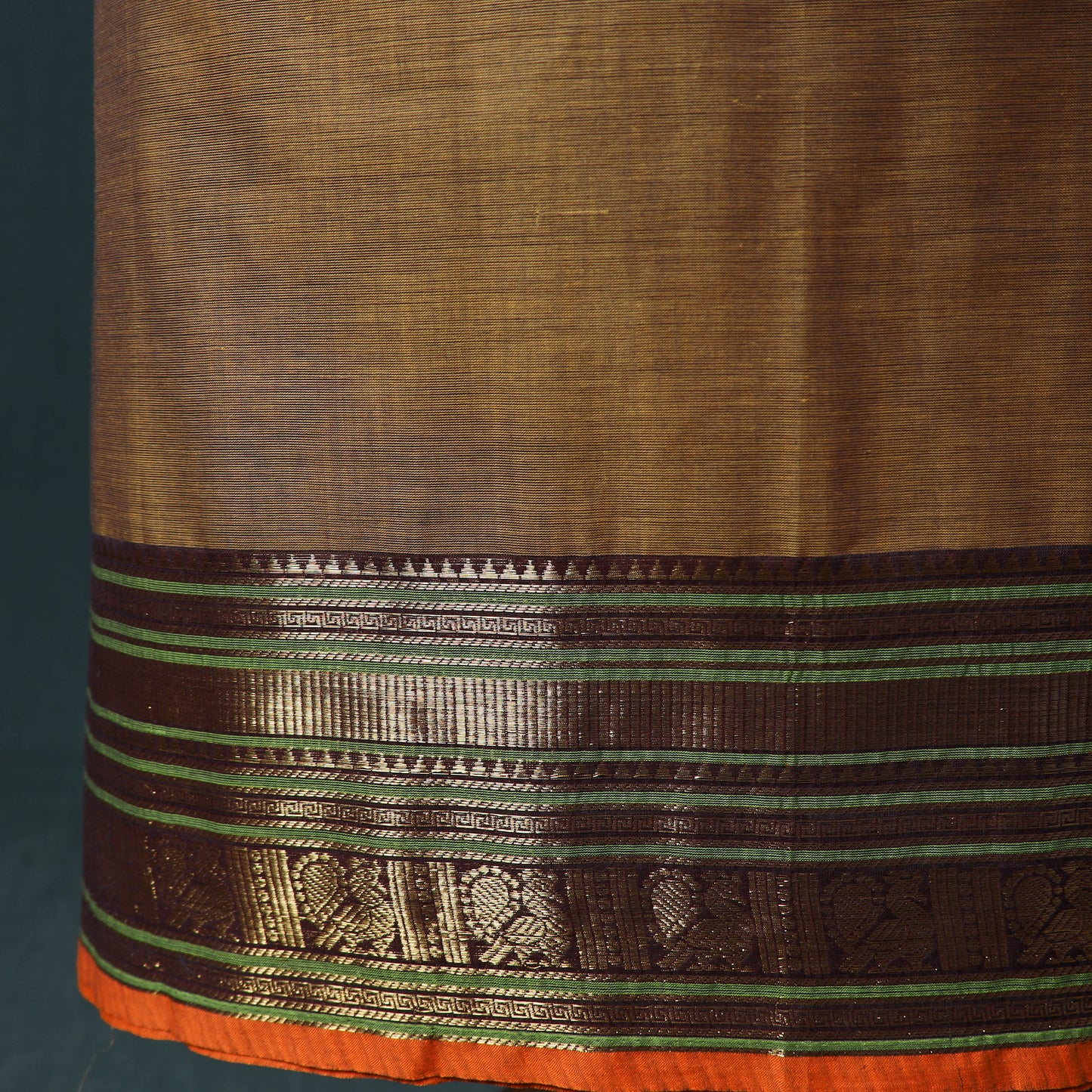 Brown - Kandangi Chettinad Cotton 2pc Unstitched Dress Material Kurta Set 11