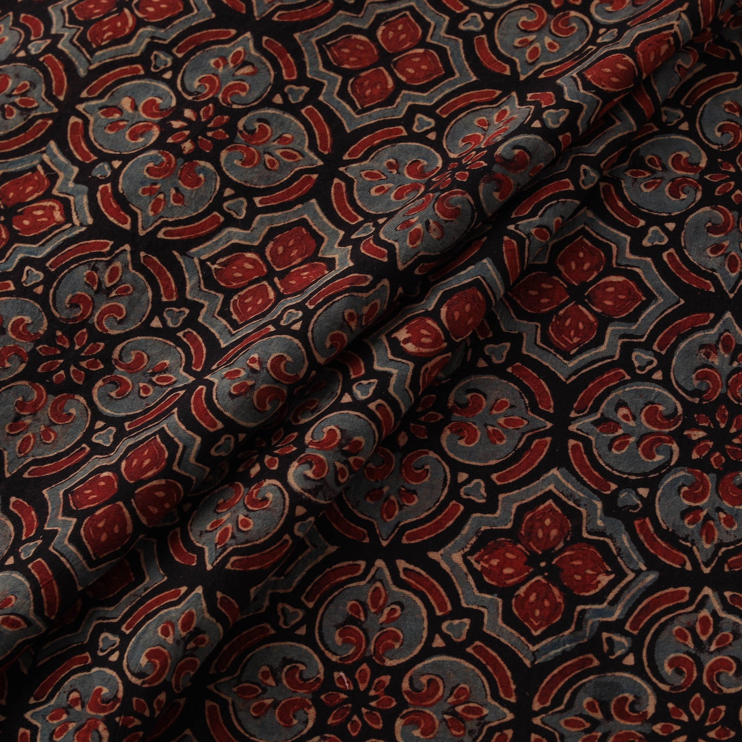 Kutch Hand Block Ajrakh Print Natural Dyed Cotton Fabric 59