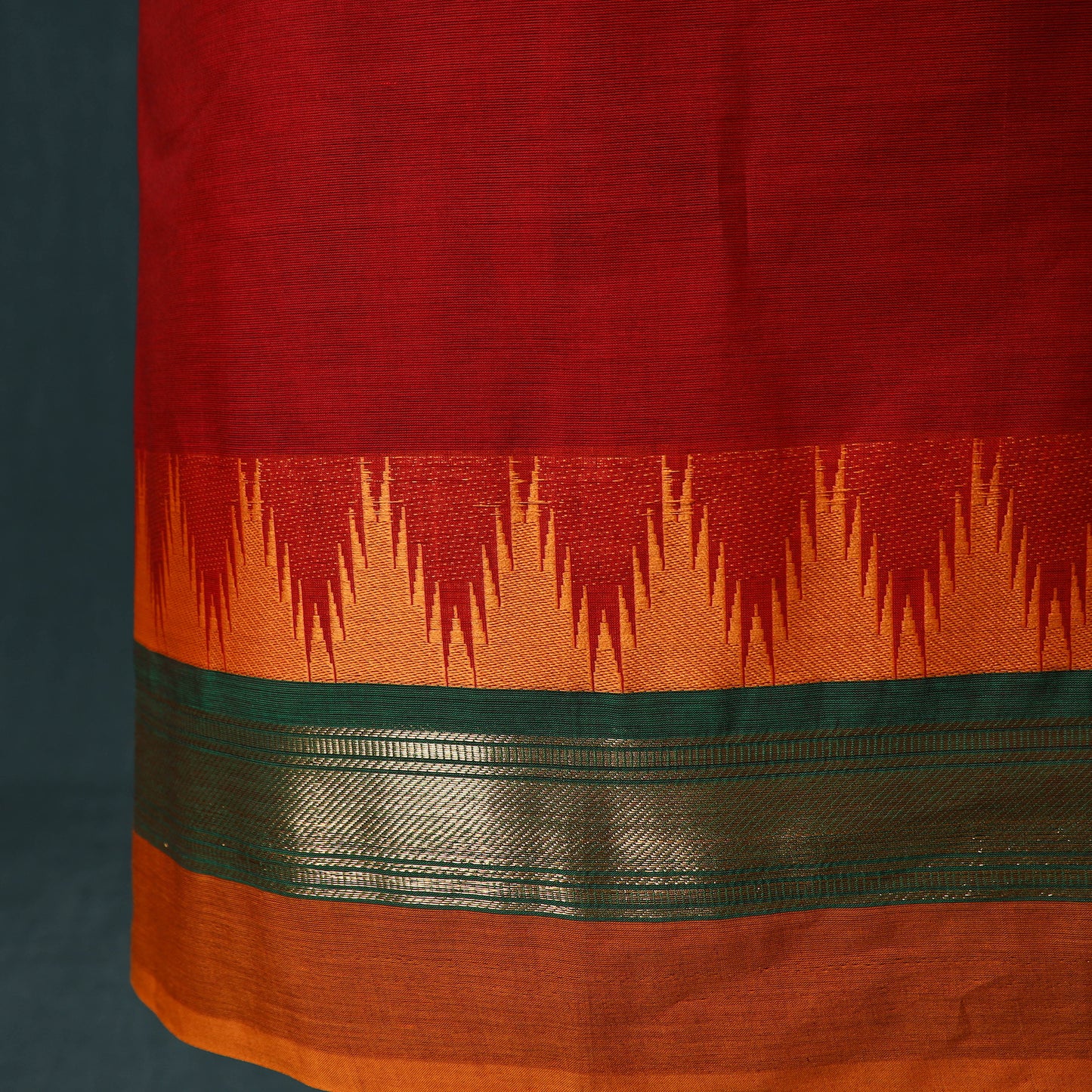 Red - Kandangi Chettinad Cotton 2pc Unstitched Dress Material Kurta Set 12
