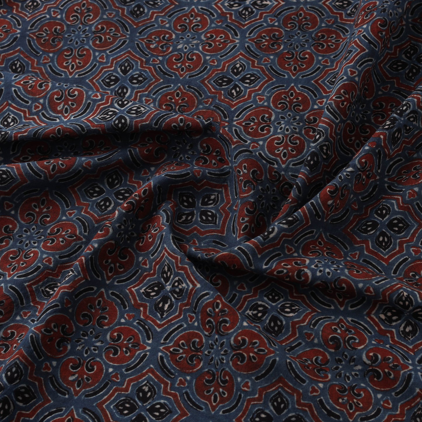 Kutch Hand Block Ajrakh Print Natural Dyed Cotton Fabric 61