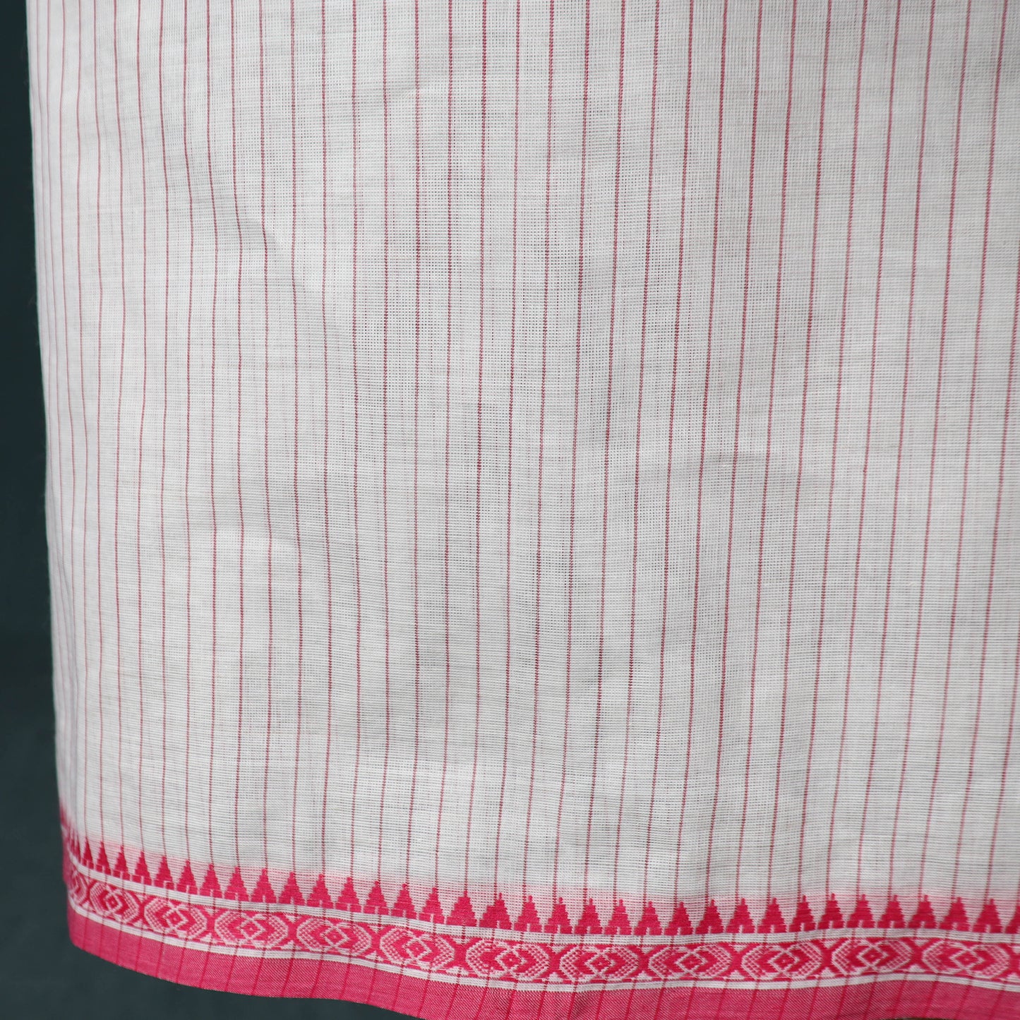 White - Kandangi Chettinad Cotton 2pc Unstitched Dress Material Kurta Set 13