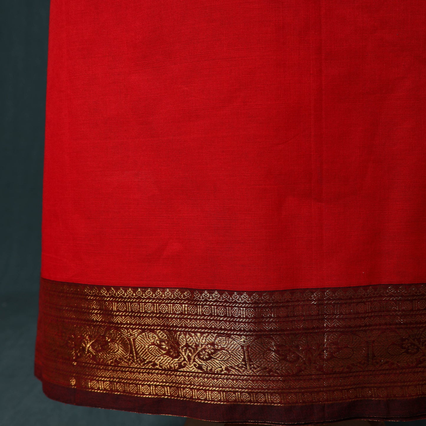 Red - Kandangi Chettinad Cotton 2pc Unstitched Dress Material Kurta Set 14