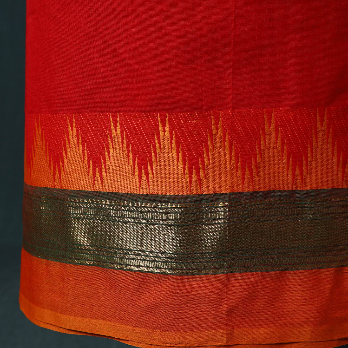 Red - Kandangi Chettinad Cotton 2pc Unstitched Dress Material Kurta Set 19