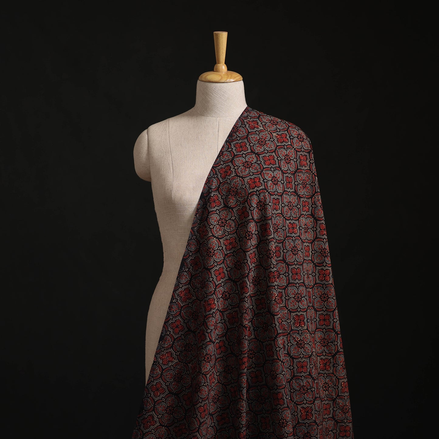 Kutch Hand Block Ajrakh Print Natural Dyed Cotton Fabric 59
