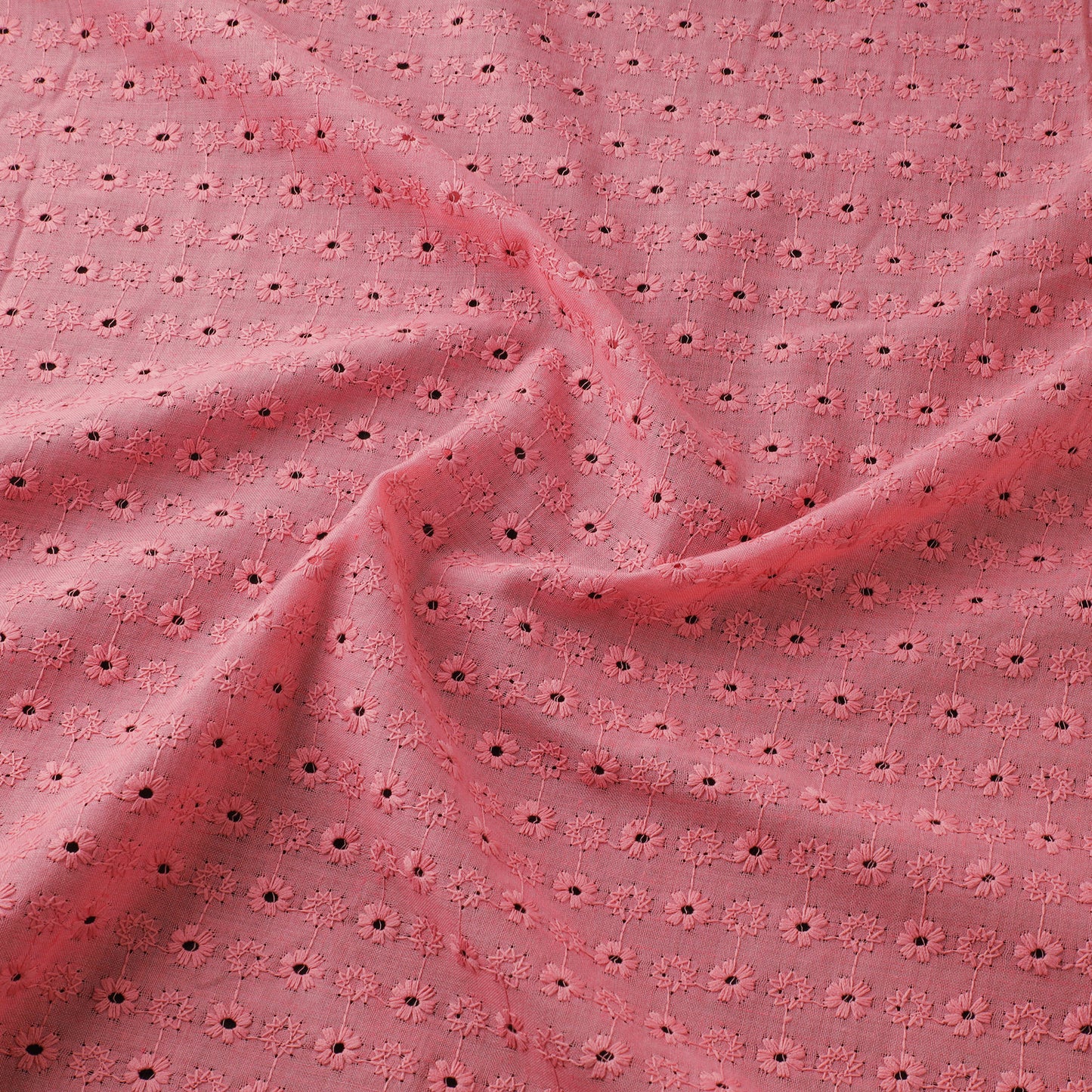 Pink - Floral Embroidered Cotton Hakoba Fabric 08