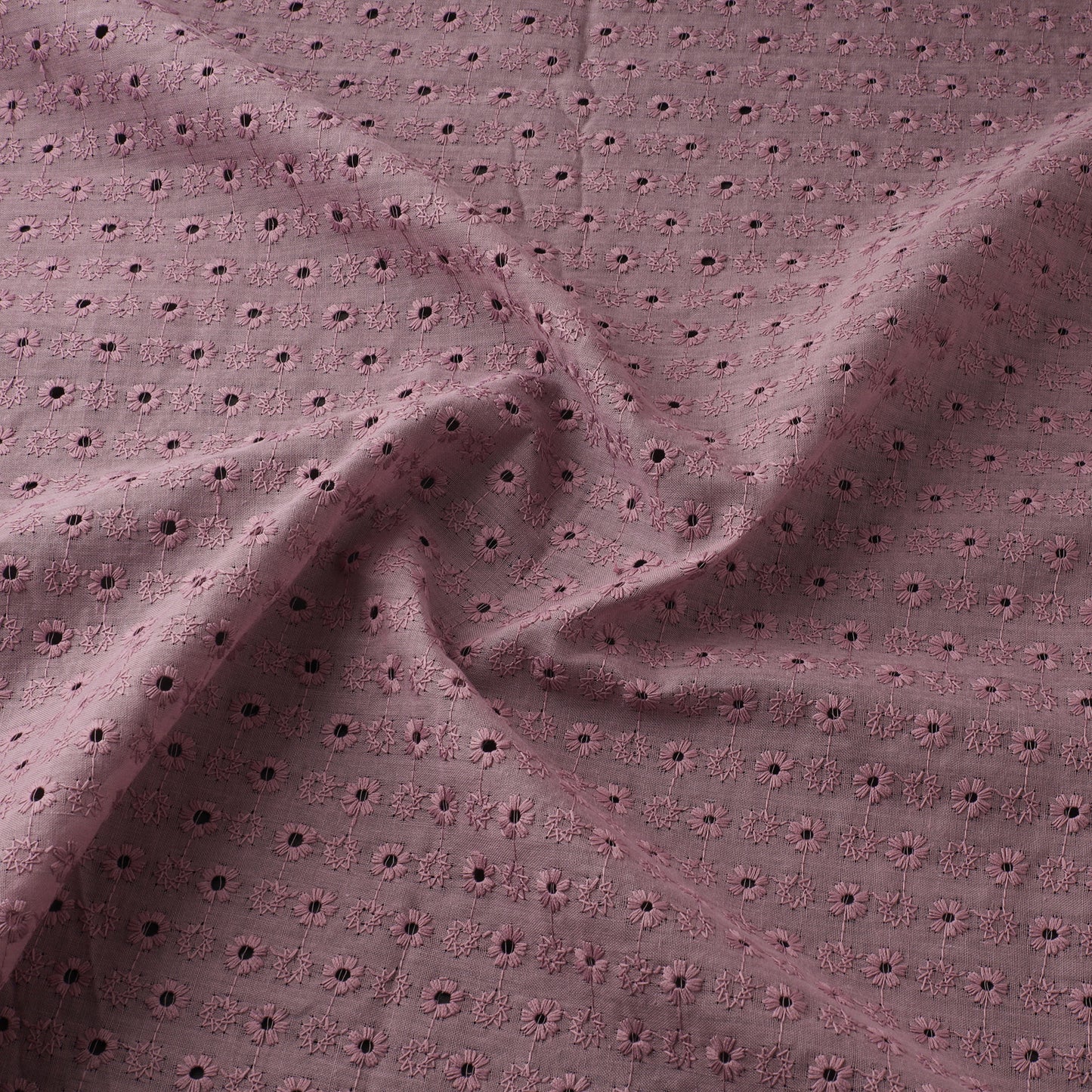 Purple - Floral Embroidered Cotton Hakoba Fabric 11