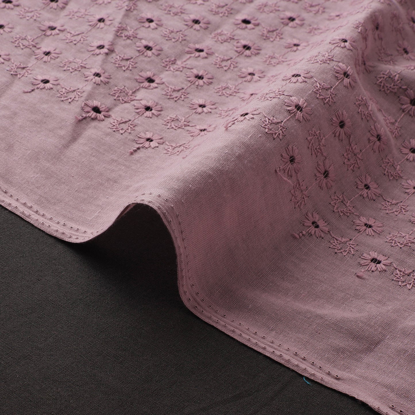 Purple - Floral Embroidered Cotton Hakoba Fabric 11