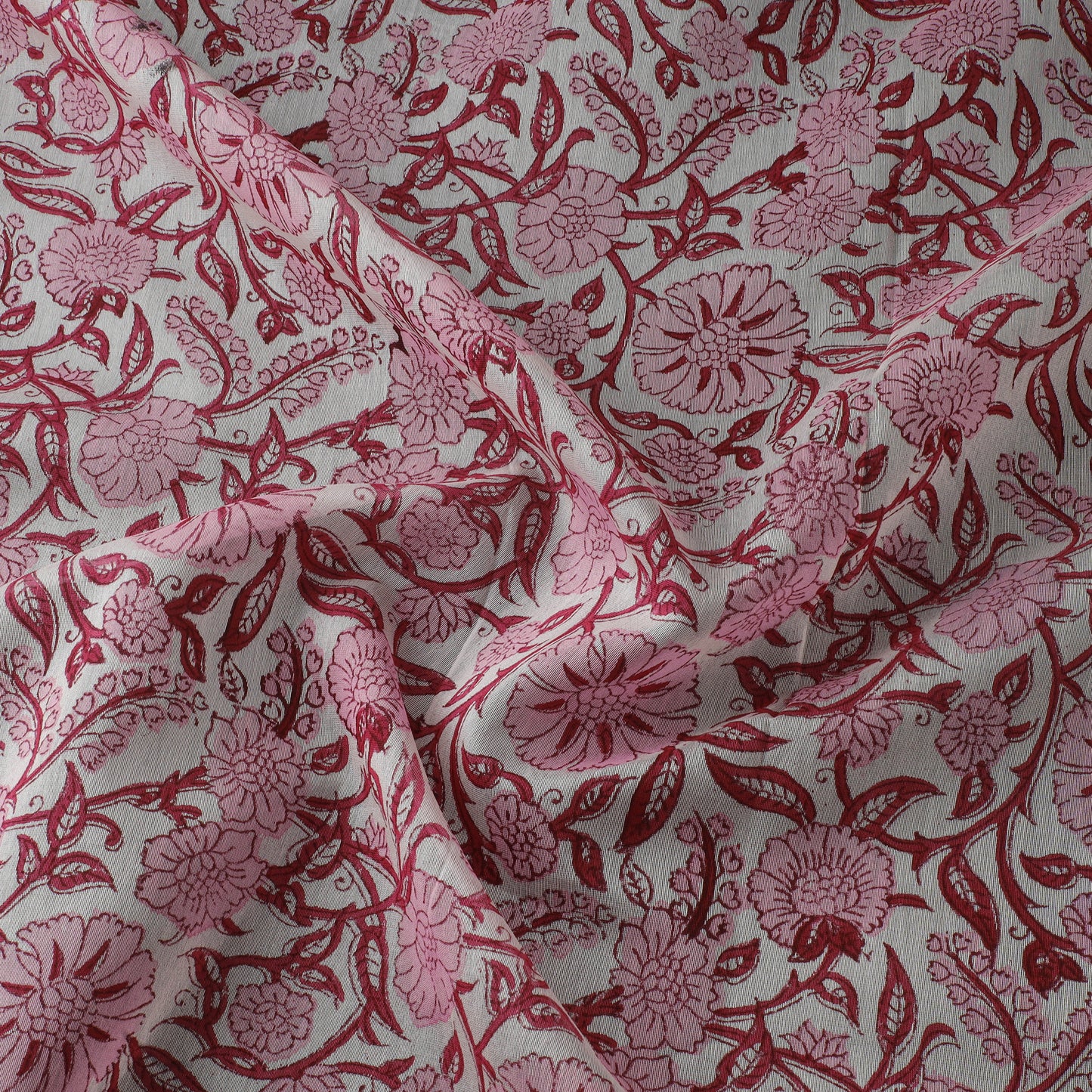 Sanganeri Hand Block Print Chanderi Silk Fabric 10