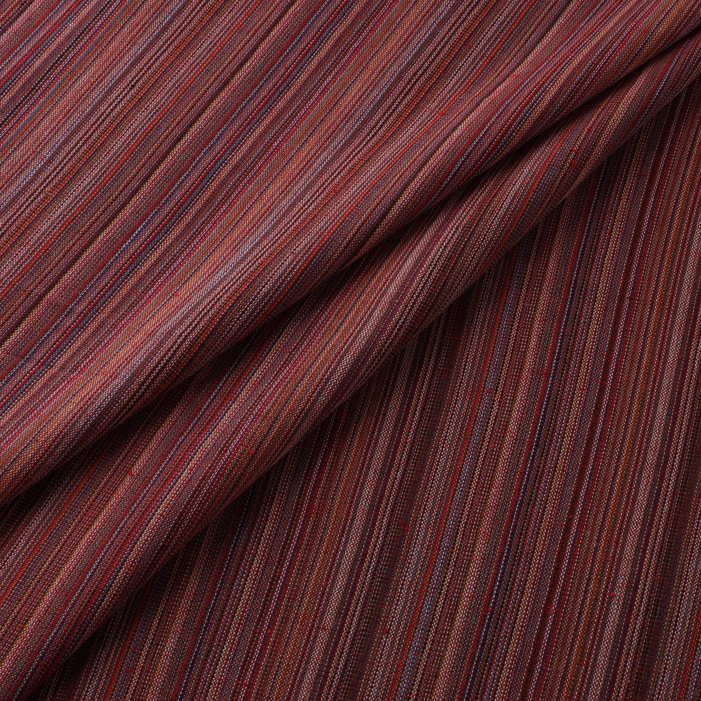 Maroon - Jhiri Pure Handloom Stripes Cotton Fabric 01