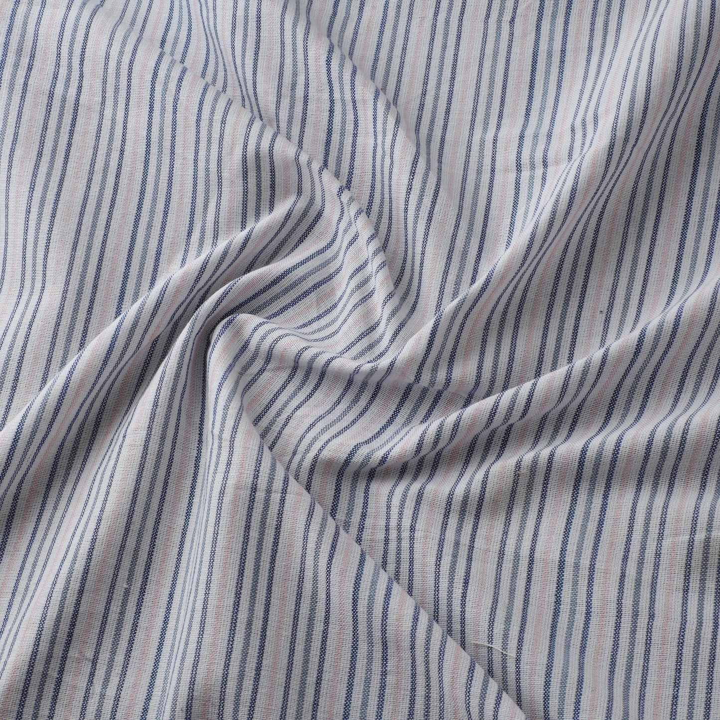 Gray - Jhiri Pure Handloom Stripes Cotton Fabric 07
