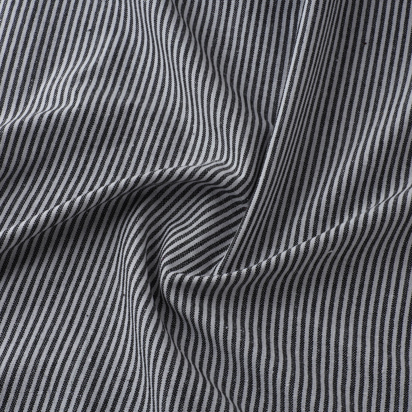 Gray - Jhiri Pure Handloom Stripes Cotton Fabric 08