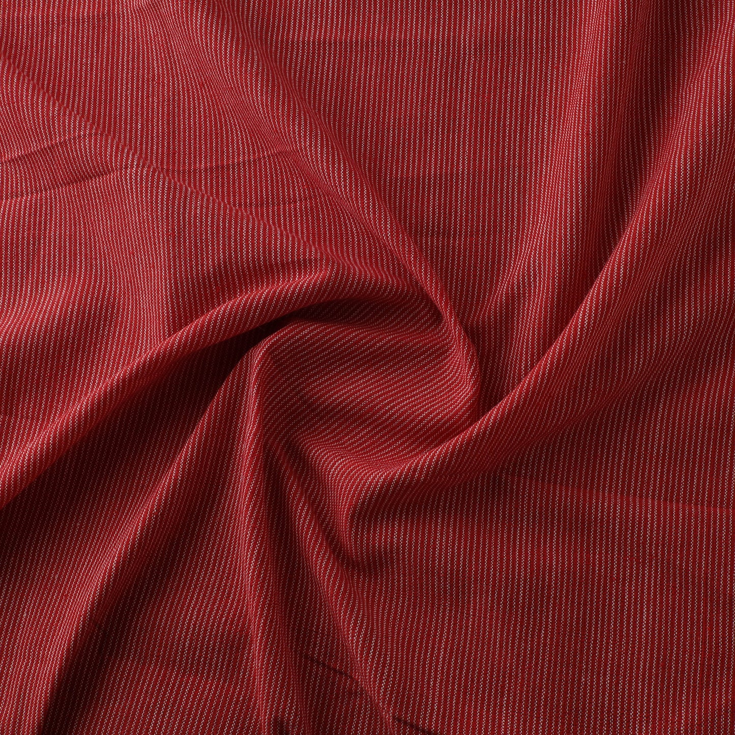 Red - Jhiri Pure Handloom Stripes Cotton Fabric 12