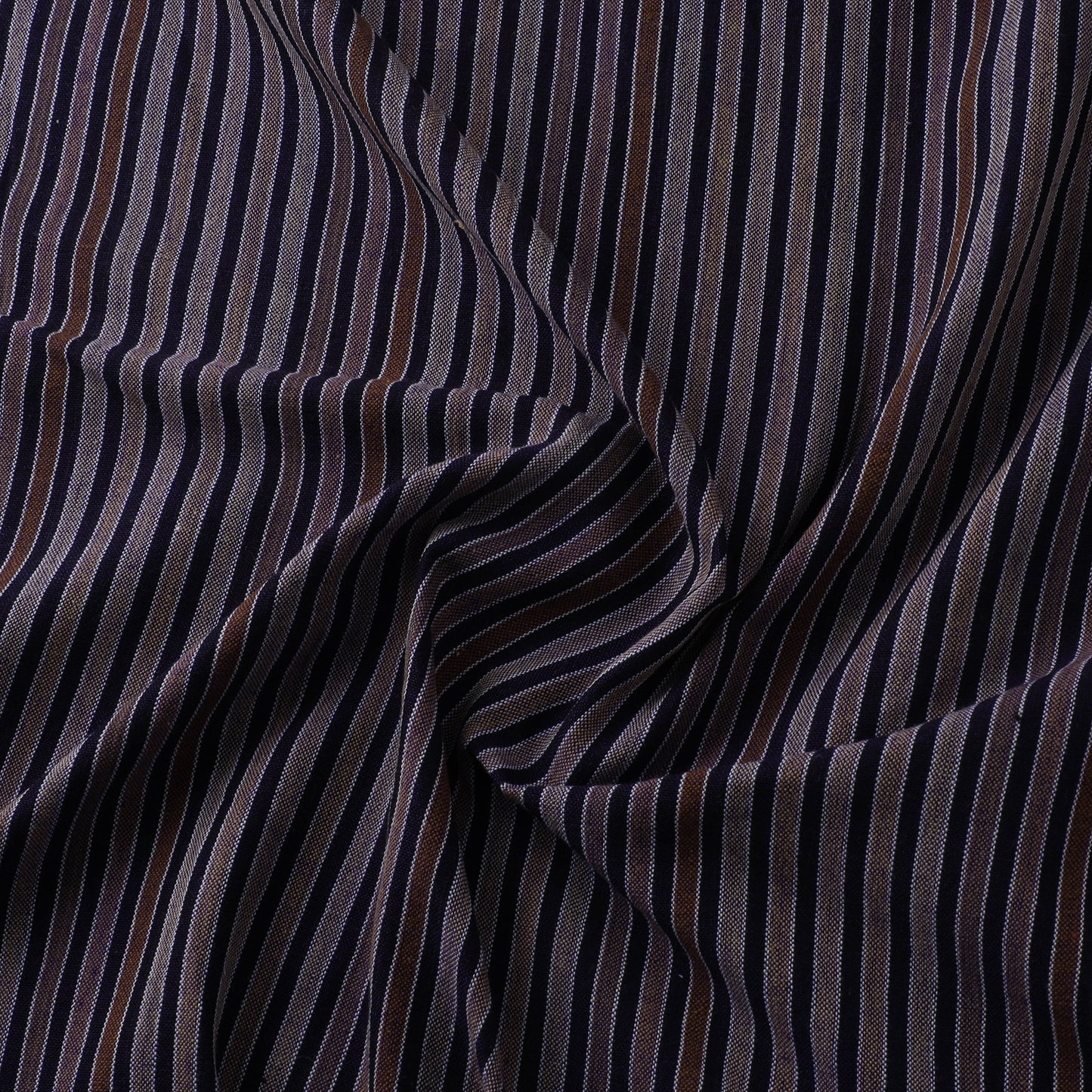 Purple - Jhiri Pure Handloom Stripes Cotton Fabric 13