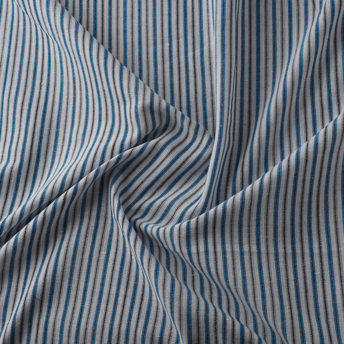 Gray - Jhiri Pure Handloom Stripes Cotton Fabric 14