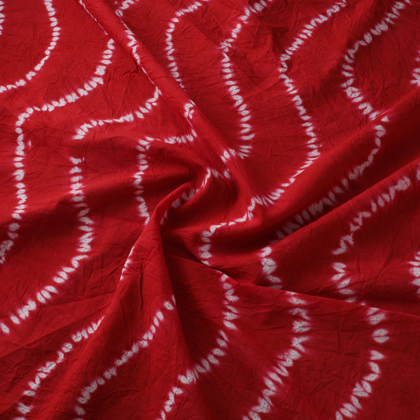 Red - Shibori Tie-Dye Pure Cotton Fabric 11
