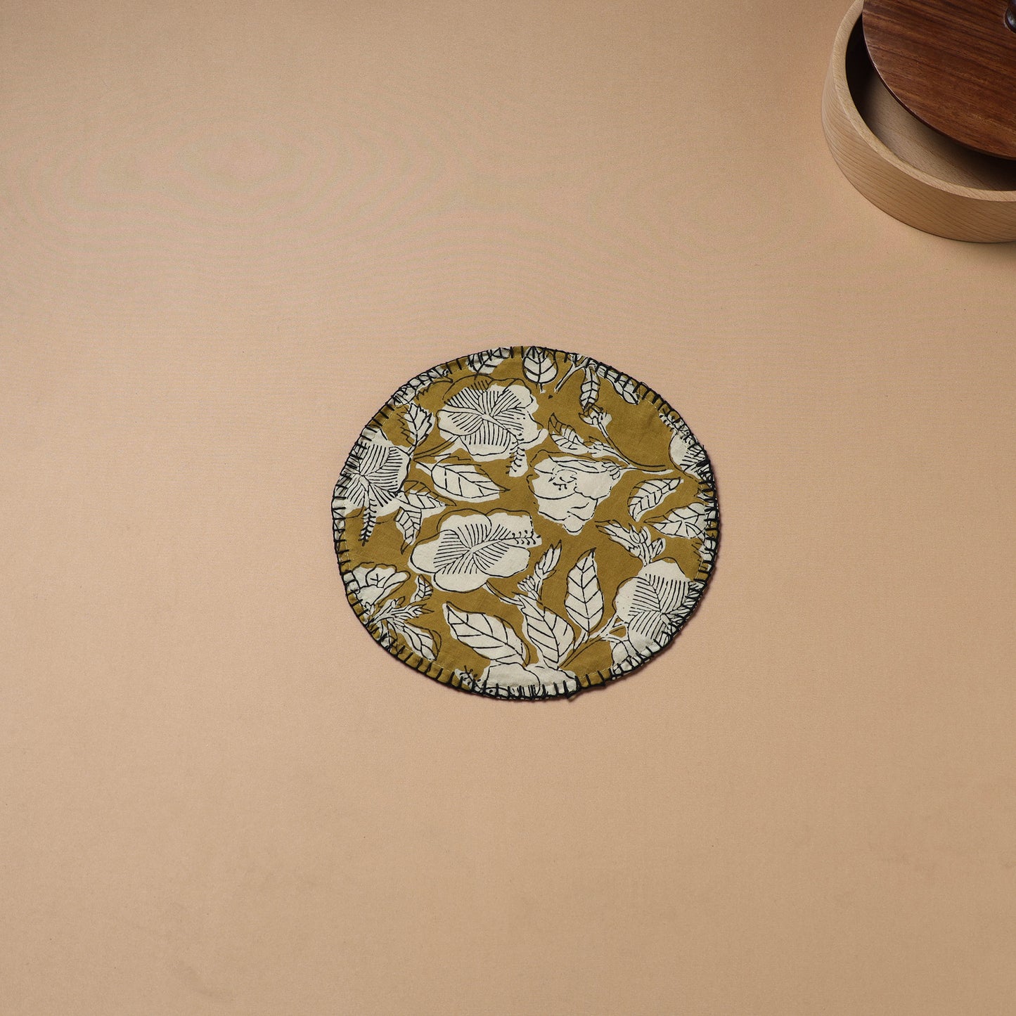 Hand Embroidered Bagru Block Print Cotton Round Roti Napkin 21