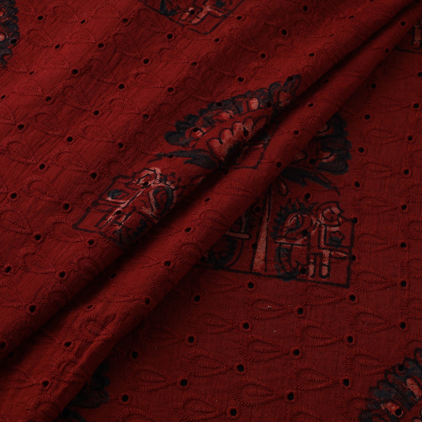 Hakoba Hand Block Ajrakh Print Natural Dyed Cotton Fabric 22