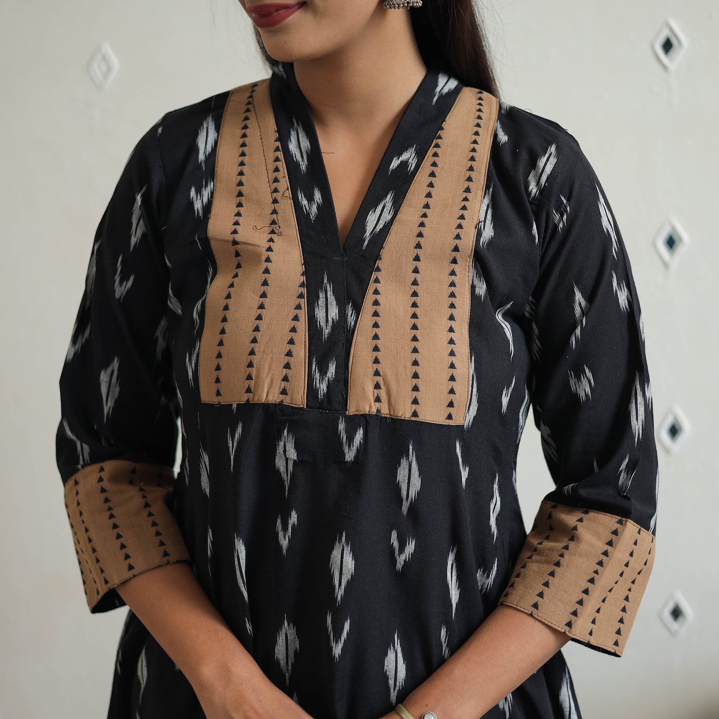 Buy Black Cotton Pochampally Ikat Kurta for Women