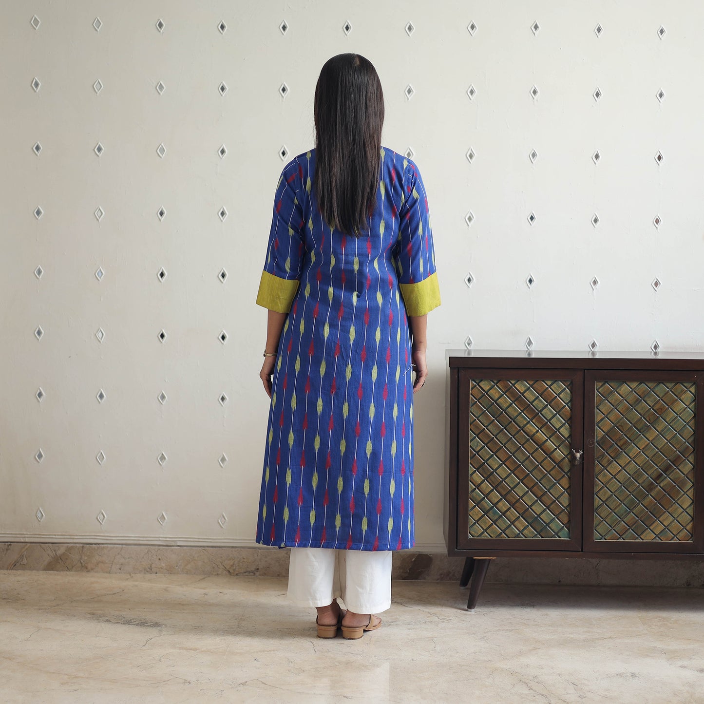 Buy Blue Cotton Pochampally Ikat Kurta for Women