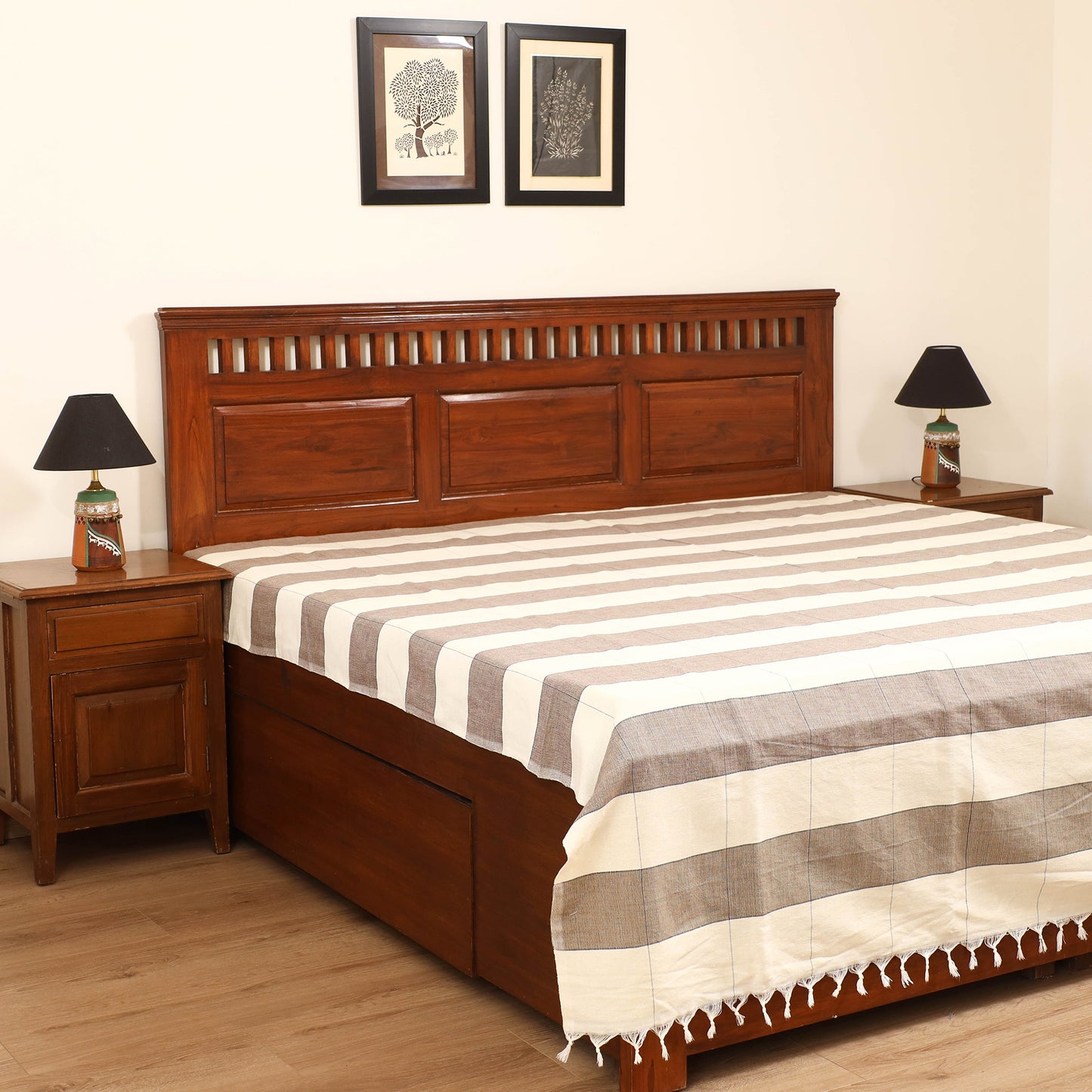 Handloom Cotton Double Bedsheet (108 x 90 in) 24