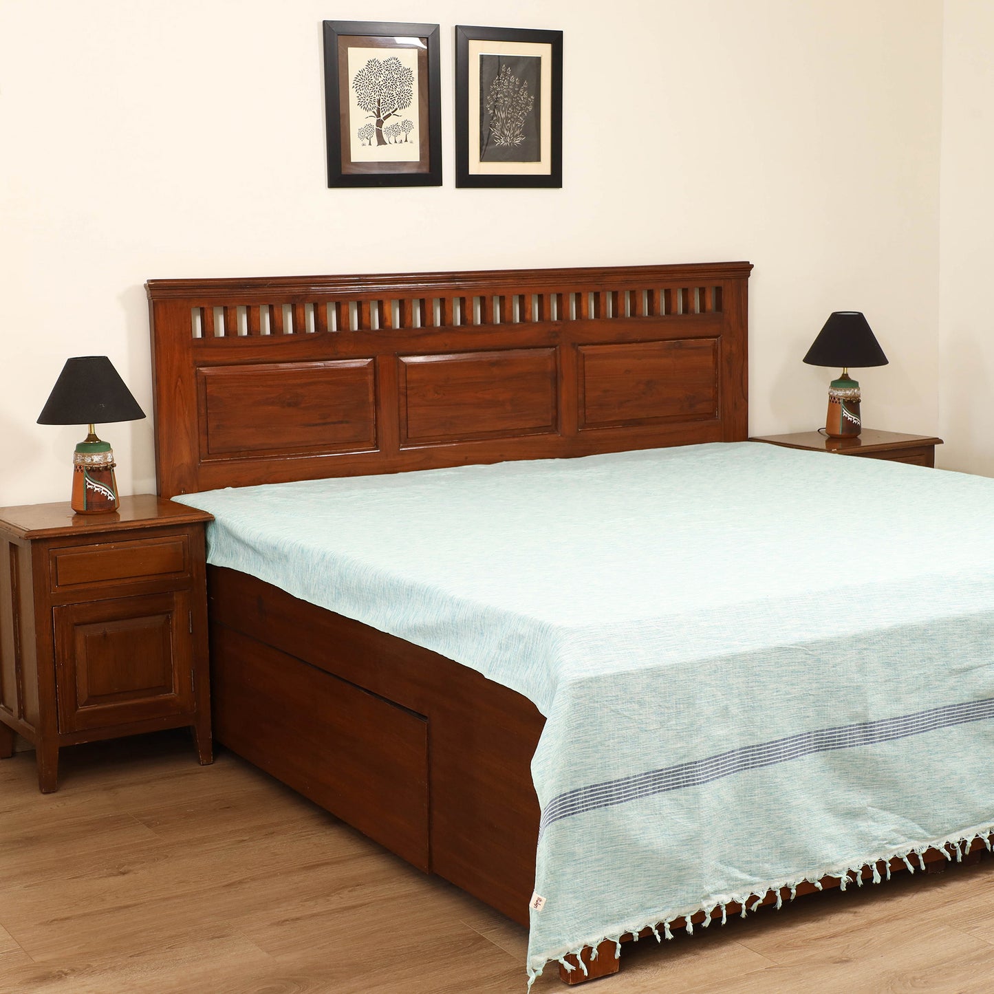 Handloom Cotton Double Bedsheet (108 x 90 in) 28