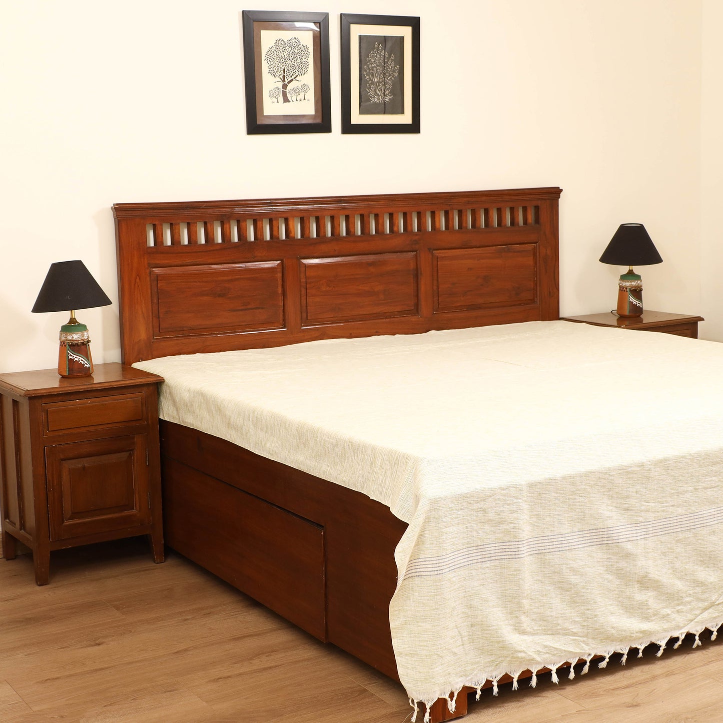Handloom Cotton Double Bedsheet (108 x 90 in) 41