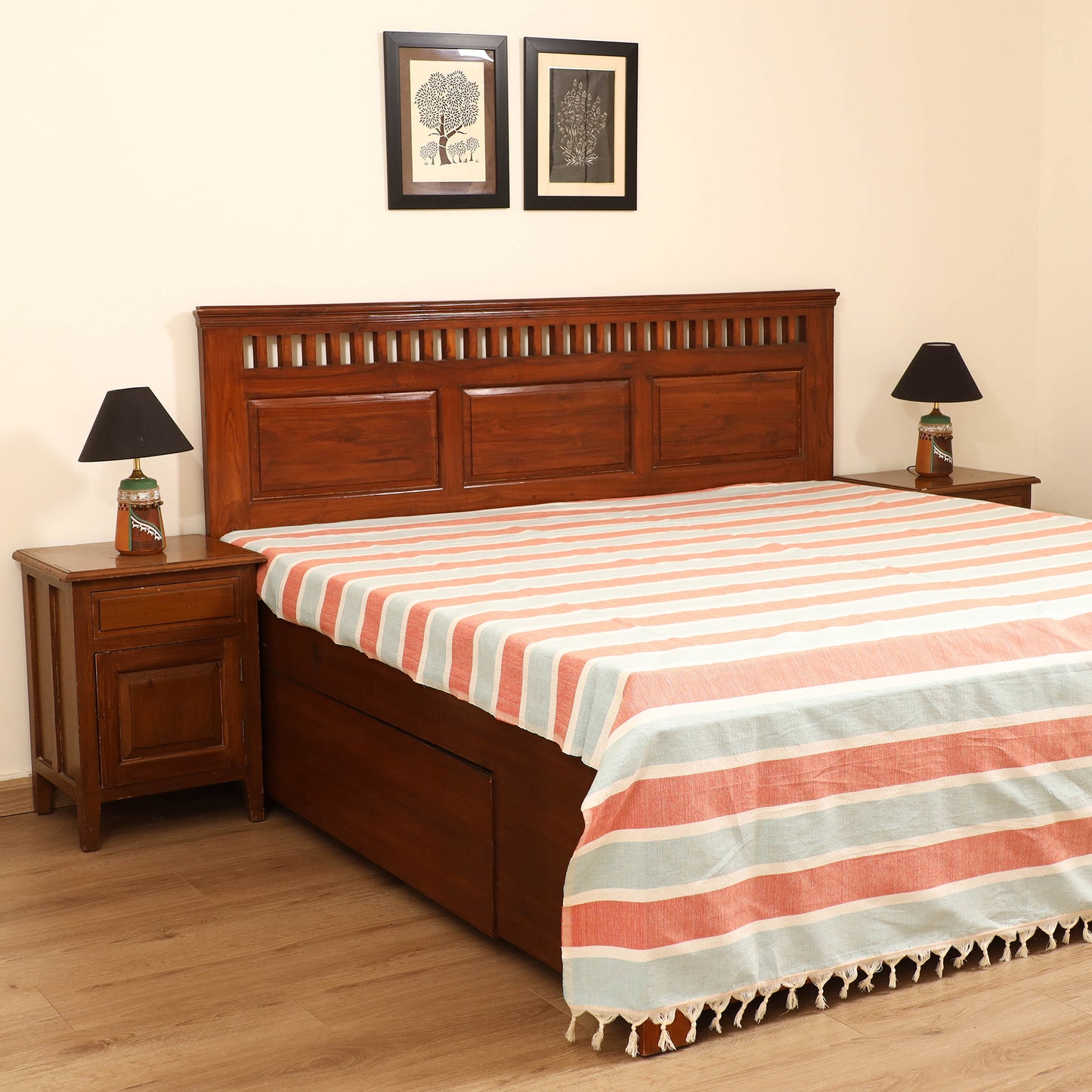 Handloom Cotton Double Bedsheet (108 x 90 in) 48