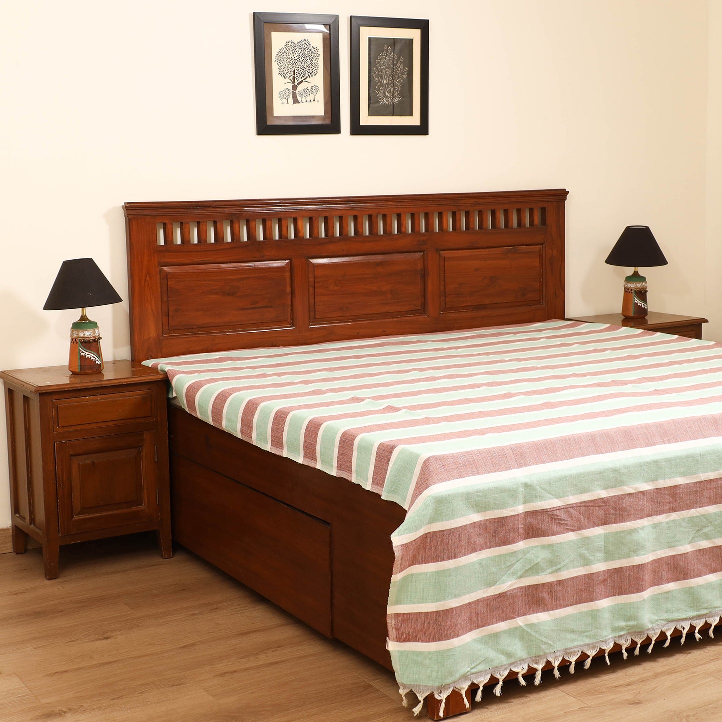 Handloom Cotton Double Bedsheet (108 x 90 in) 52