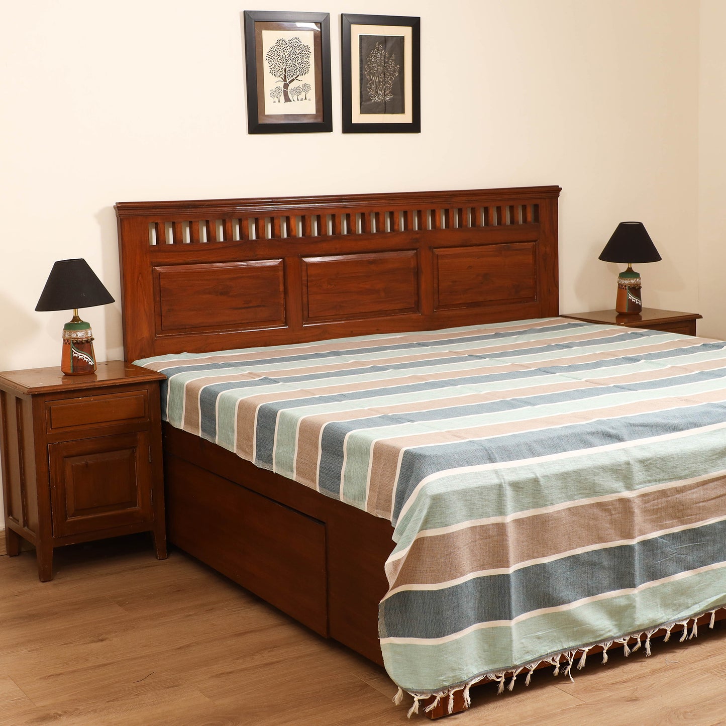 Handloom Cotton Double Bedsheet (108 x 90 in) 56