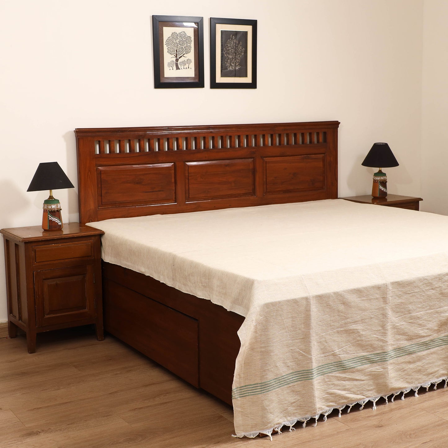 Handloom Cotton Double Bedsheet (108 x 90 in) 68