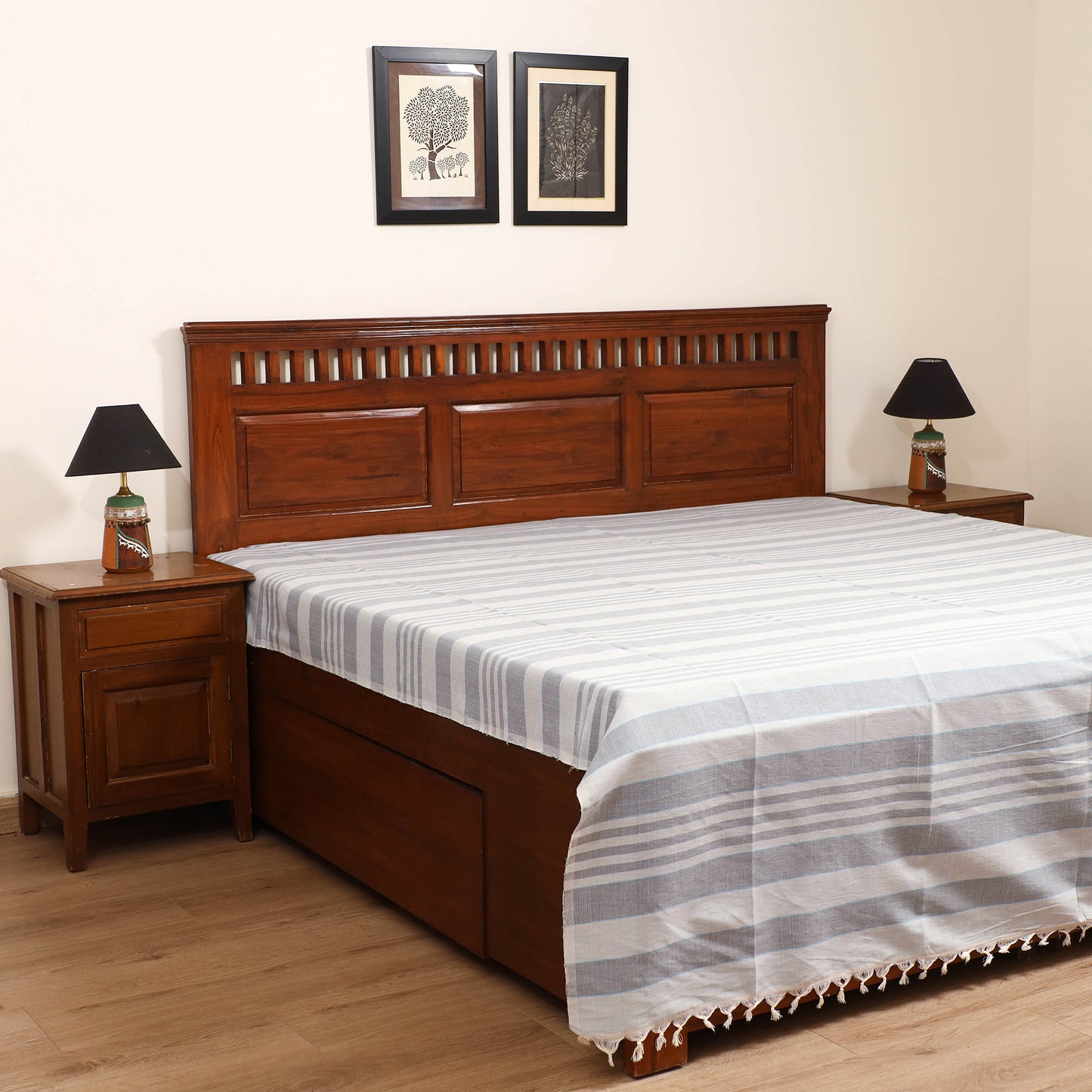 Handloom Cotton Double Bedsheet (108 x 90 in) 69