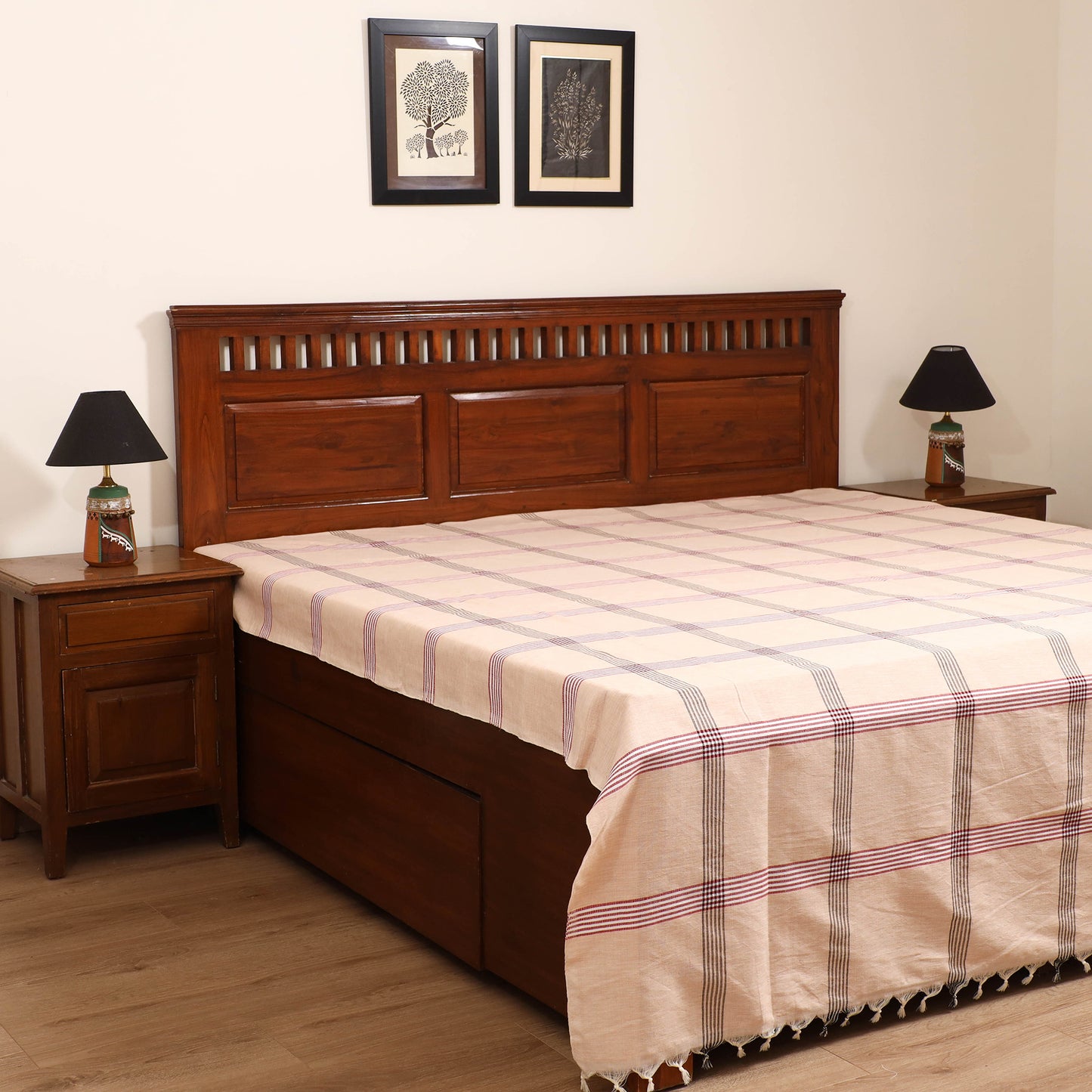 Handloom Cotton Double Bedsheet (108 x 90 in) 77