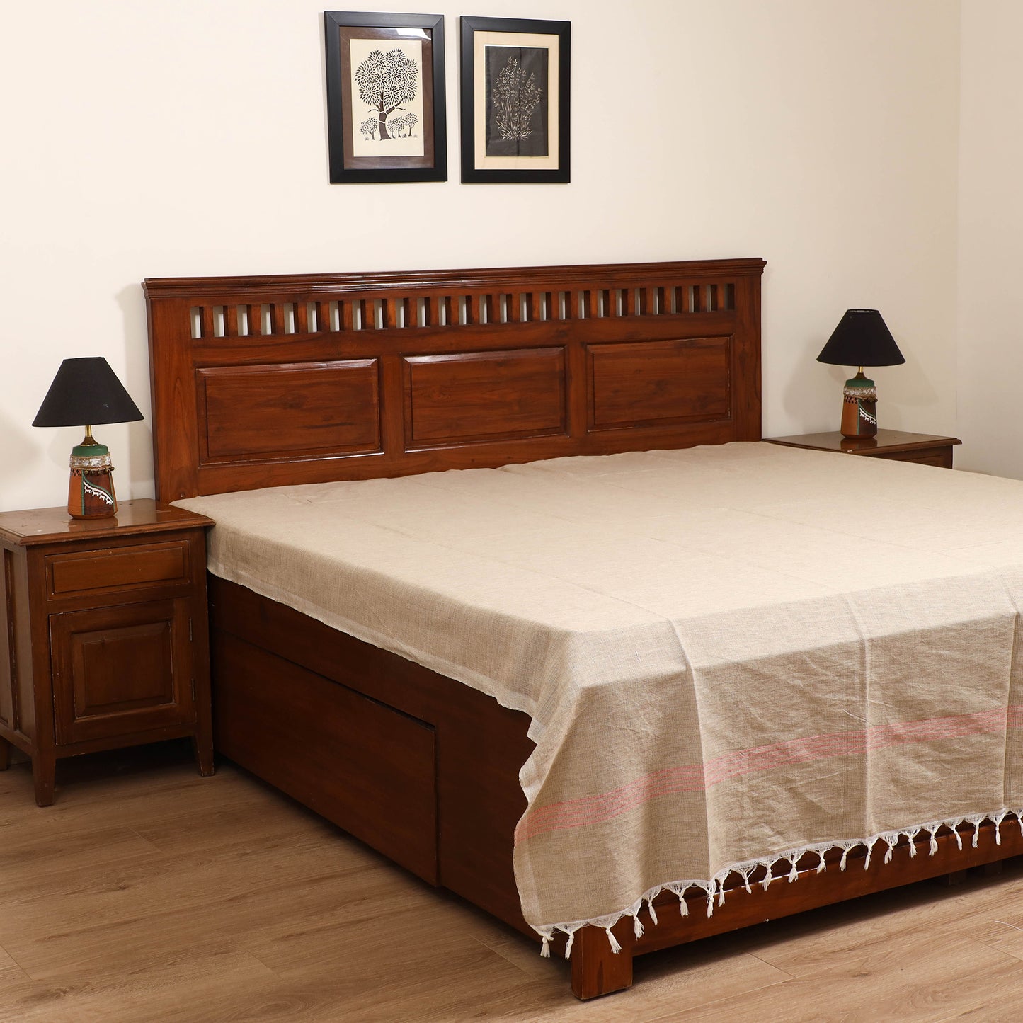 Handloom Cotton Double Bedsheet (108 x 90 in) 88