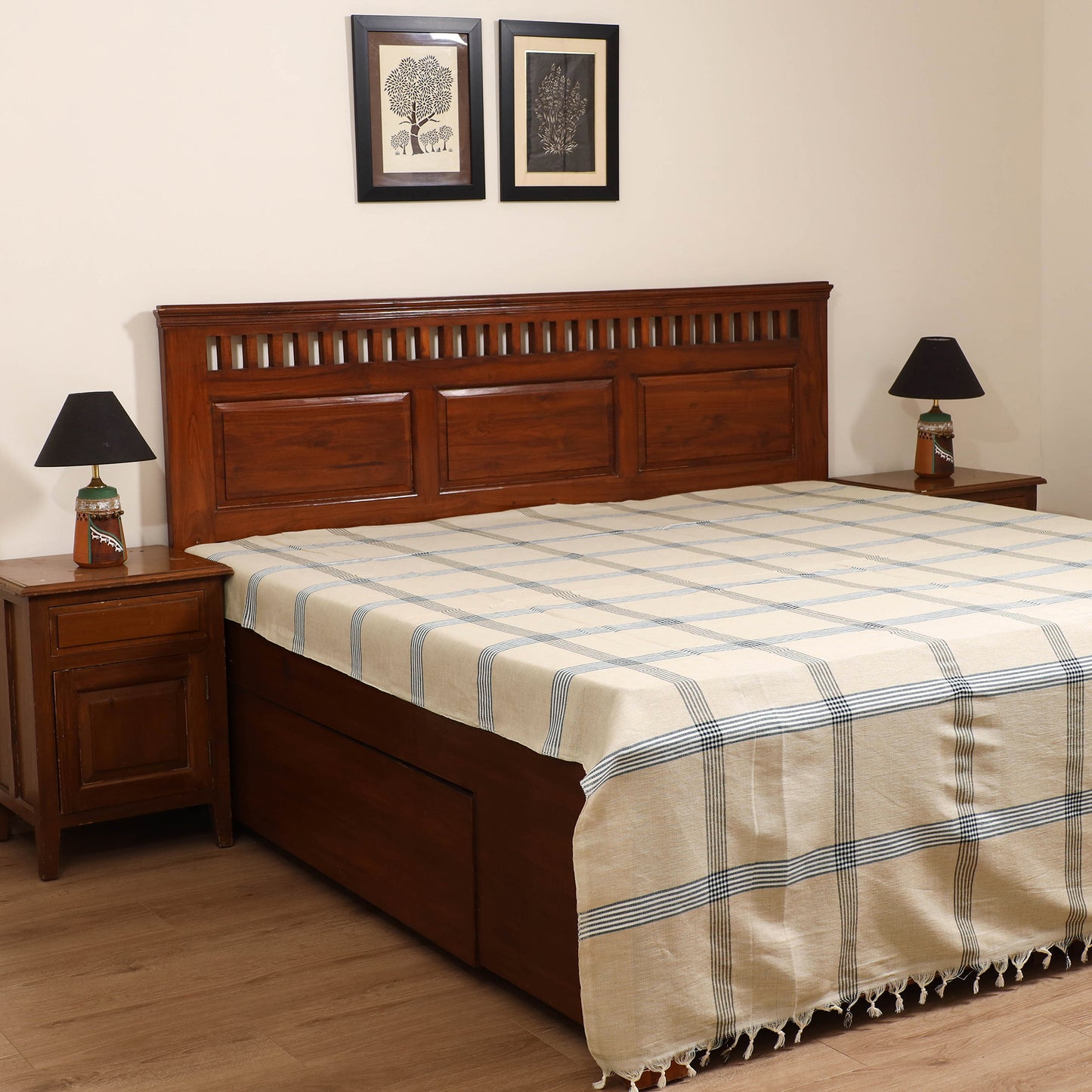 Handloom Cotton Double Bedsheet (108 x 90 in) 101