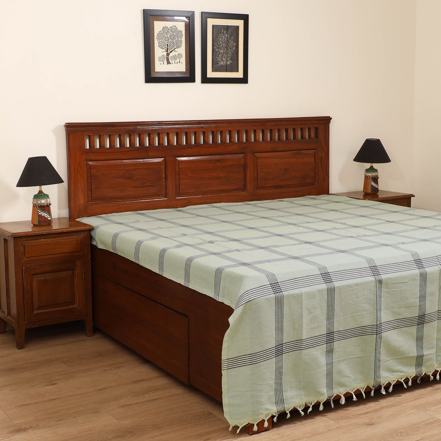 Handloom Cotton Double Bedsheet (108 x 90 in) 103