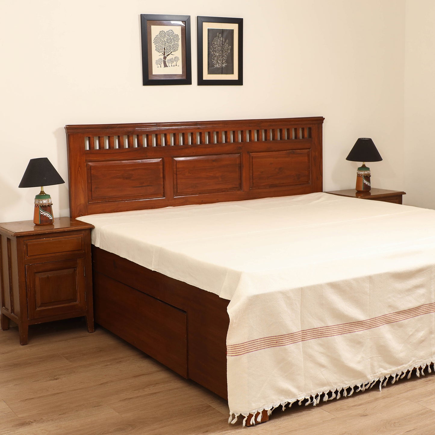 Handloom Cotton Double Bedsheet (108 x 90 in) 104