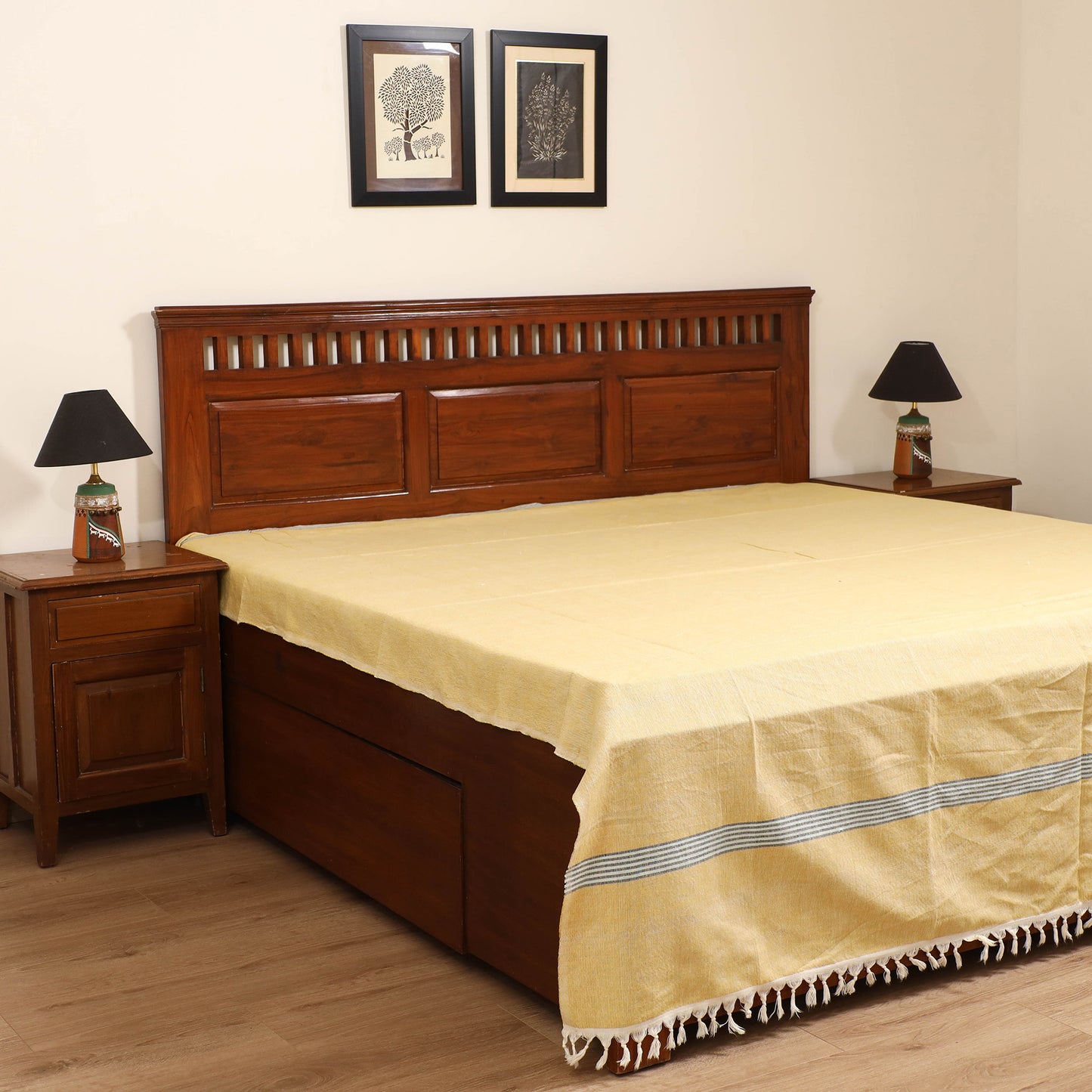 Handloom Cotton Double Bedsheet (108 x 90 in) 111