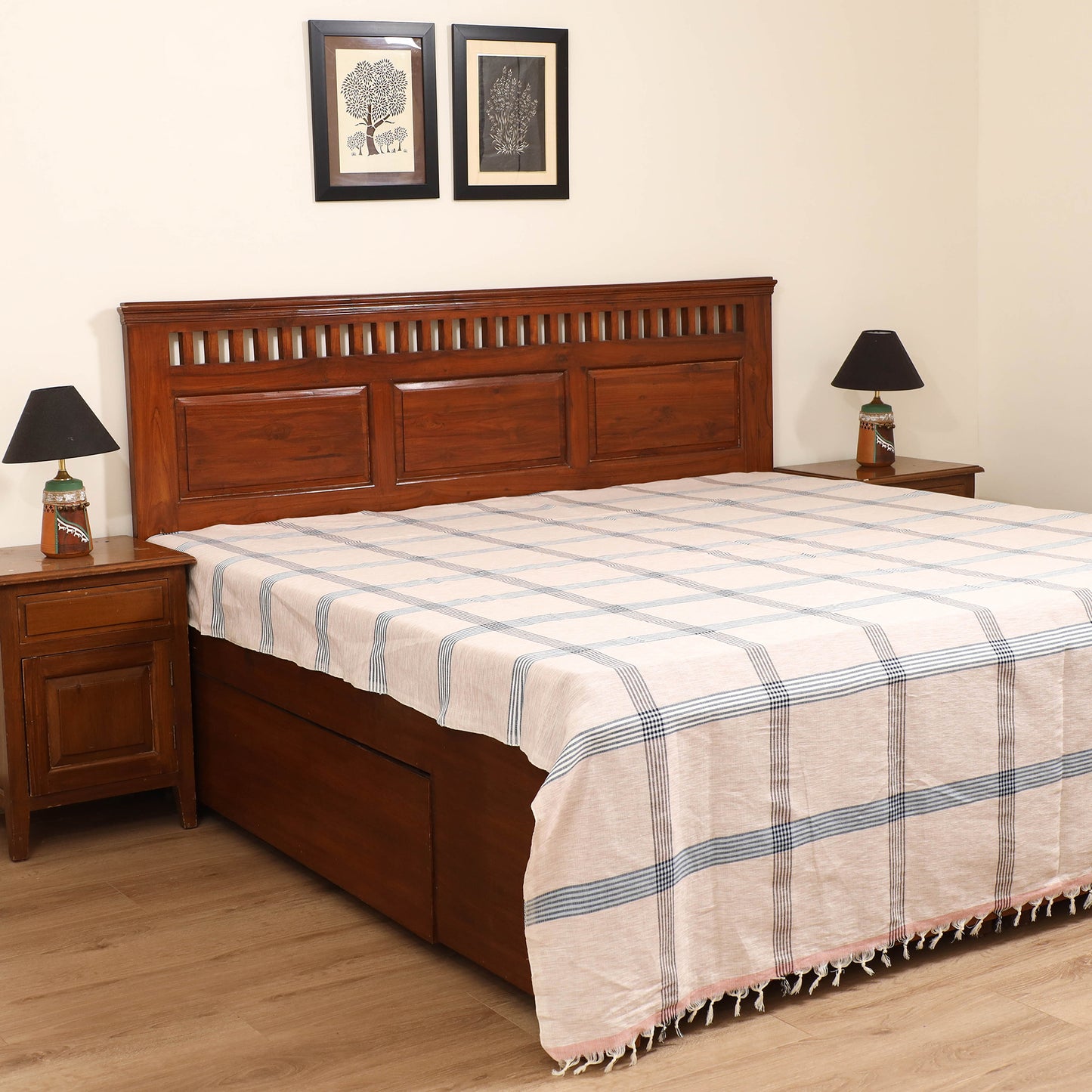 Handloom Cotton Double Bedsheet (108 x 90 in) 113