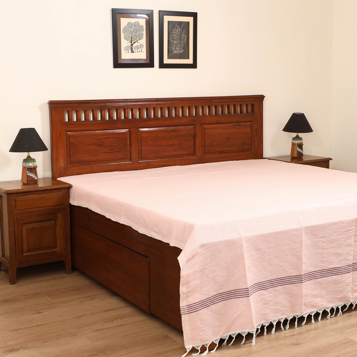 Handloom Cotton Double Bedsheet (108 x 90 in) 119