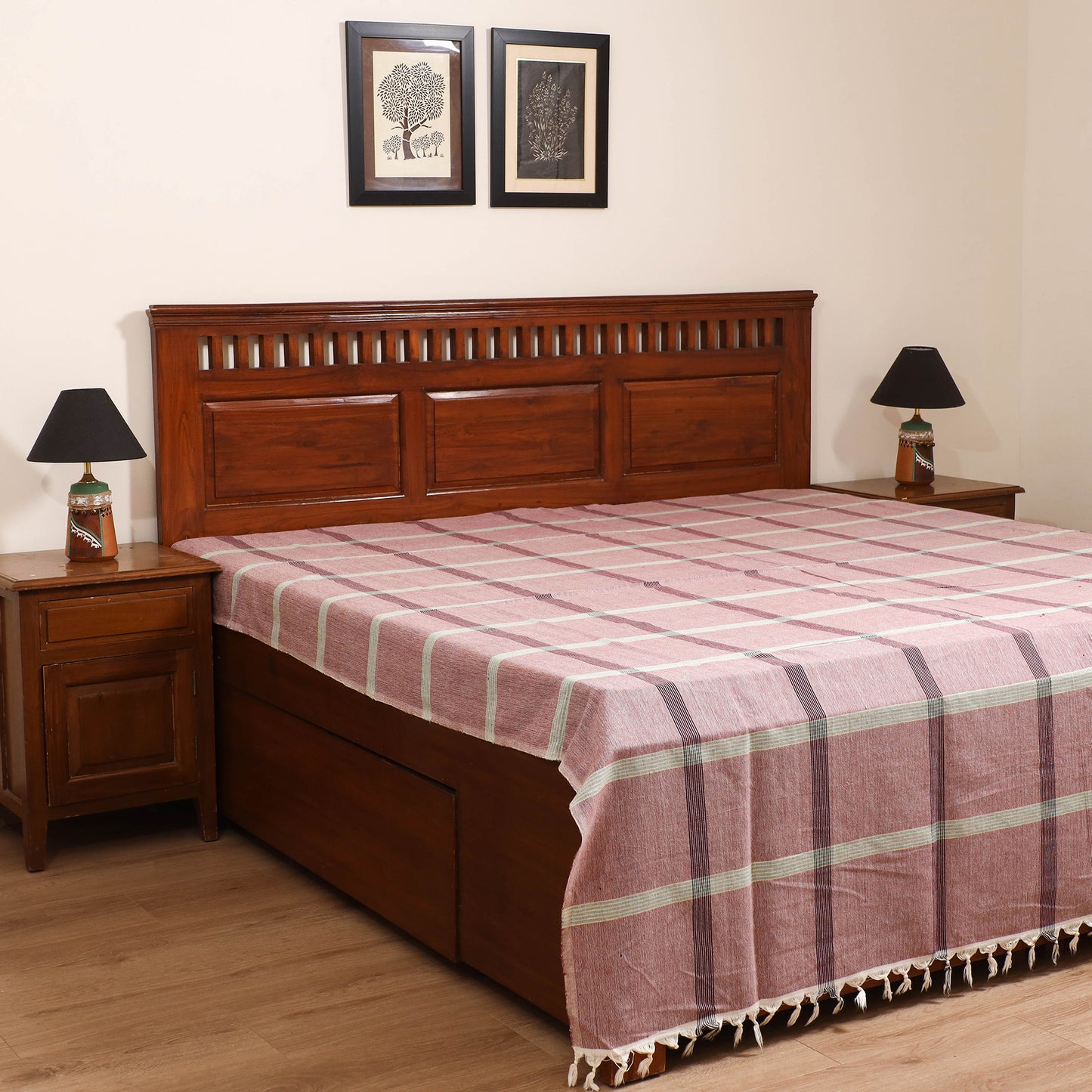 Handloom Cotton Double Bedsheet (108 x 90 in) 126